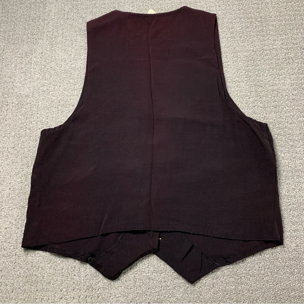Vintage Brown Deep V Vest W/ Gold Charms Bells, Fits Large Women 4 Button - Picture 3 of 11